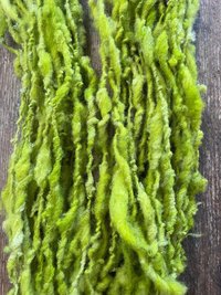 Vivacious green handspun art yarn, textured bulky weight wool
