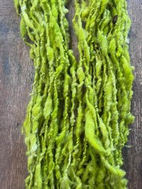 Vivacious green handspun art yarn, textured bulky weight wool