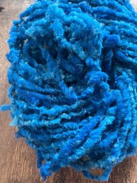 Cookie Monster Blue handspun squishy Southdown wool art yarn