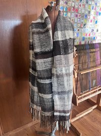 Natural colors handspun handwoven wool wrap, SCA, ren faire, undyed, rustic heirloom shawl