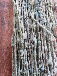 Seafoam green/blue Southdown wool handspun nubbly chunky art yarn