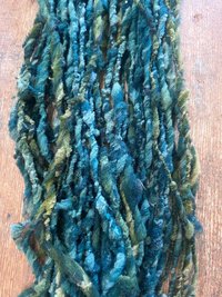 Symbiotic - blue green nubbly squishy Southdown wool art yarn
