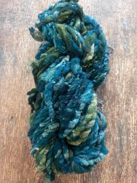 Symbiotic - blue green nubbly squishy Southdown wool art yarn