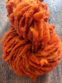 Pumpkin Orange, handspun nubbly squishy chunky handspun Southdown wool art yarn