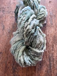 Seafoam green/blue Southdown wool handspun nubbly chunky art yarn