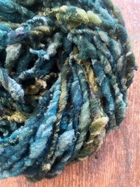 Symbiotic - blue green nubbly squishy Southdown wool art yarn