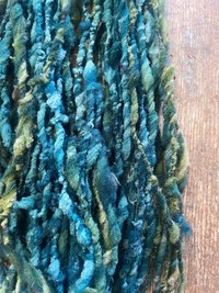 Symbiotic - blue green nubbly squishy Southdown wool art yarn