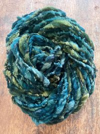 Symbiotic - blue green nubbly squishy Southdown wool art yarn