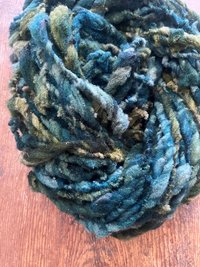 Symbiotic - blue green nubbly squishy Southdown wool art yarn