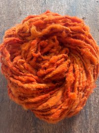 Pumpkin Orange, handspun nubbly squishy chunky handspun Southdown wool art yarn