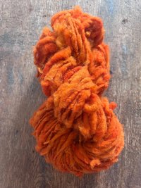 Pumpkin Orange, handspun nubbly squishy chunky handspun Southdown wool art yarn