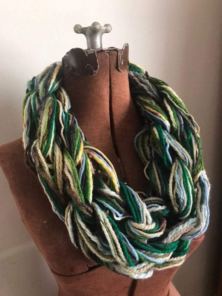 Spring Green Cowl - textured handknit bulky cowl, ready to ship, bulky lightweight warm oversized cowl