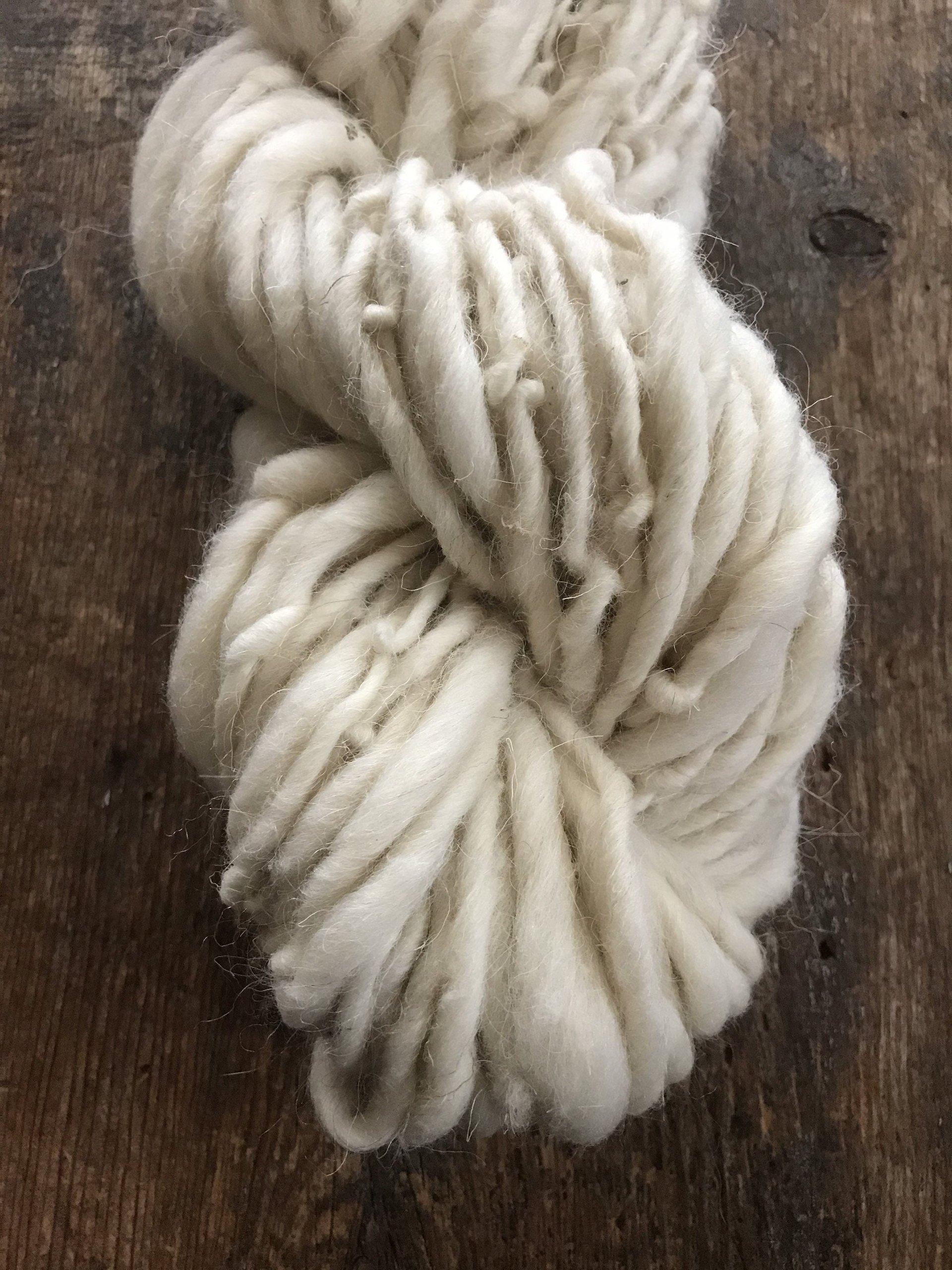 White handspun yarn, 50 yards