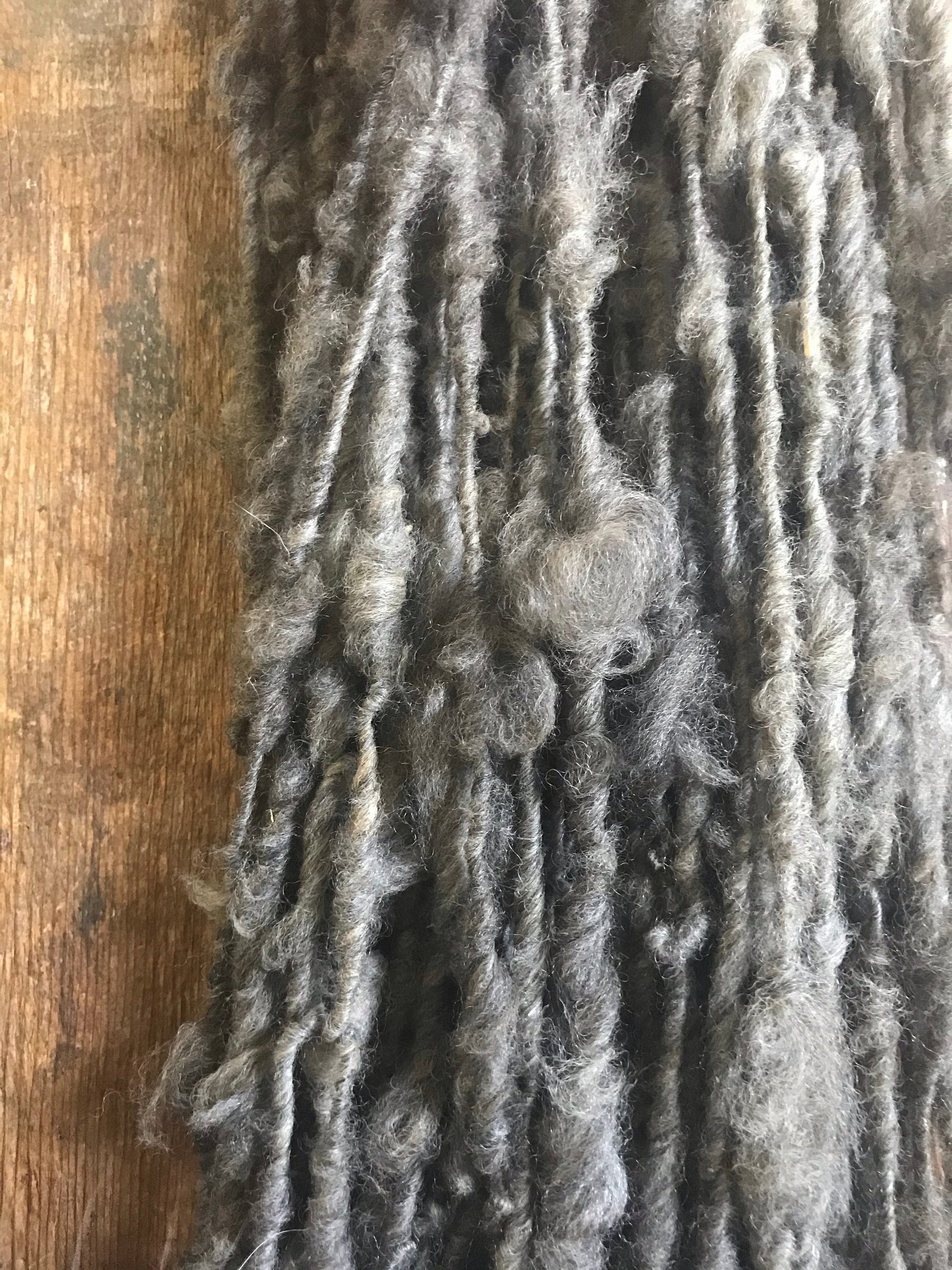 Natural grey alpaca handspun yarn, 50 yards