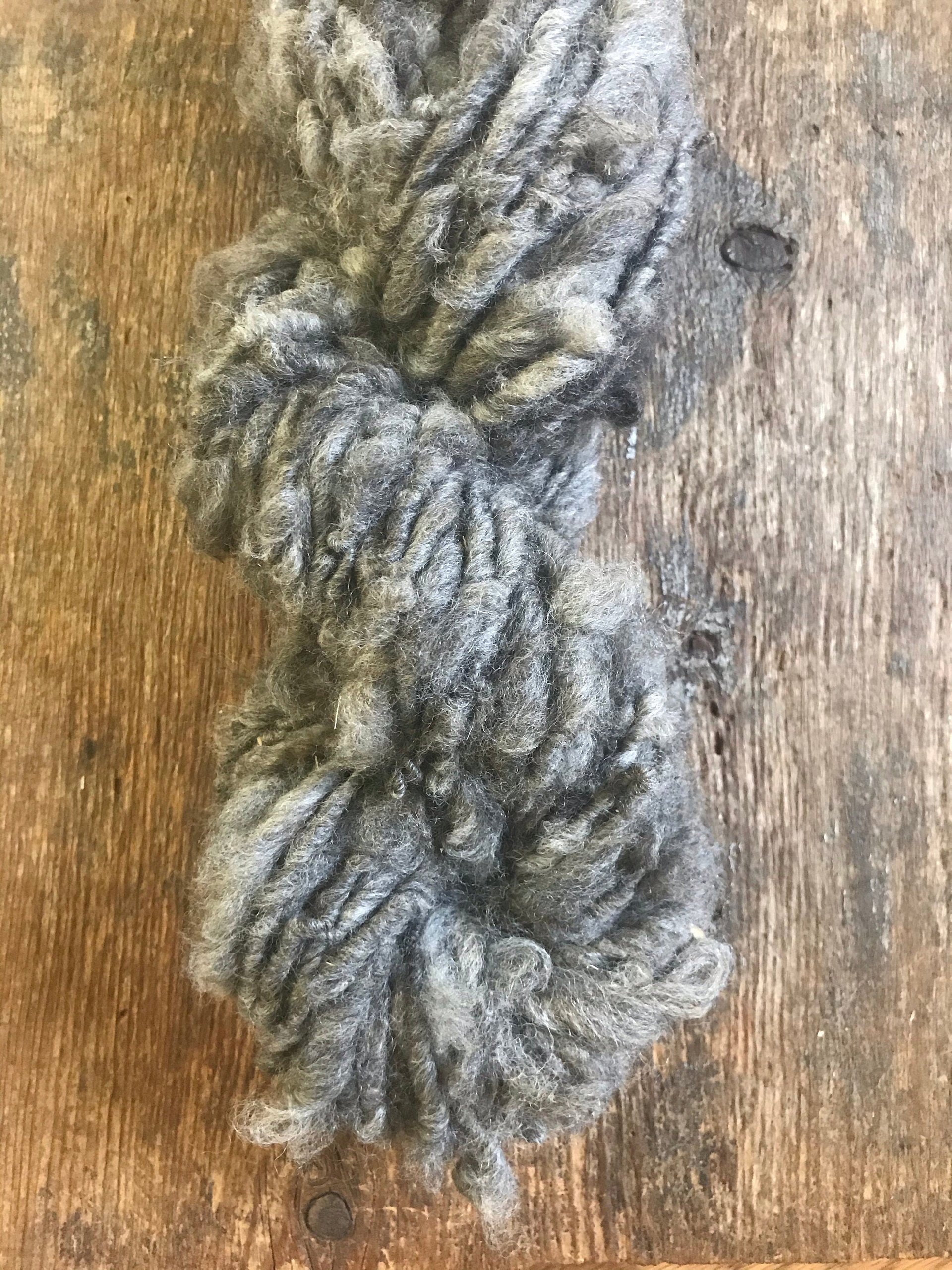 Natural grey alpaca handspun yarn, 20 yards