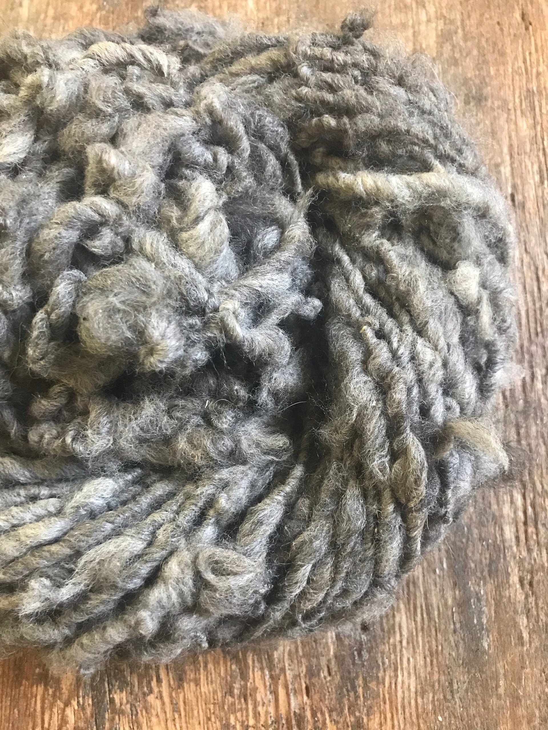 Natural grey alpaca handspun yarn, 20 yards