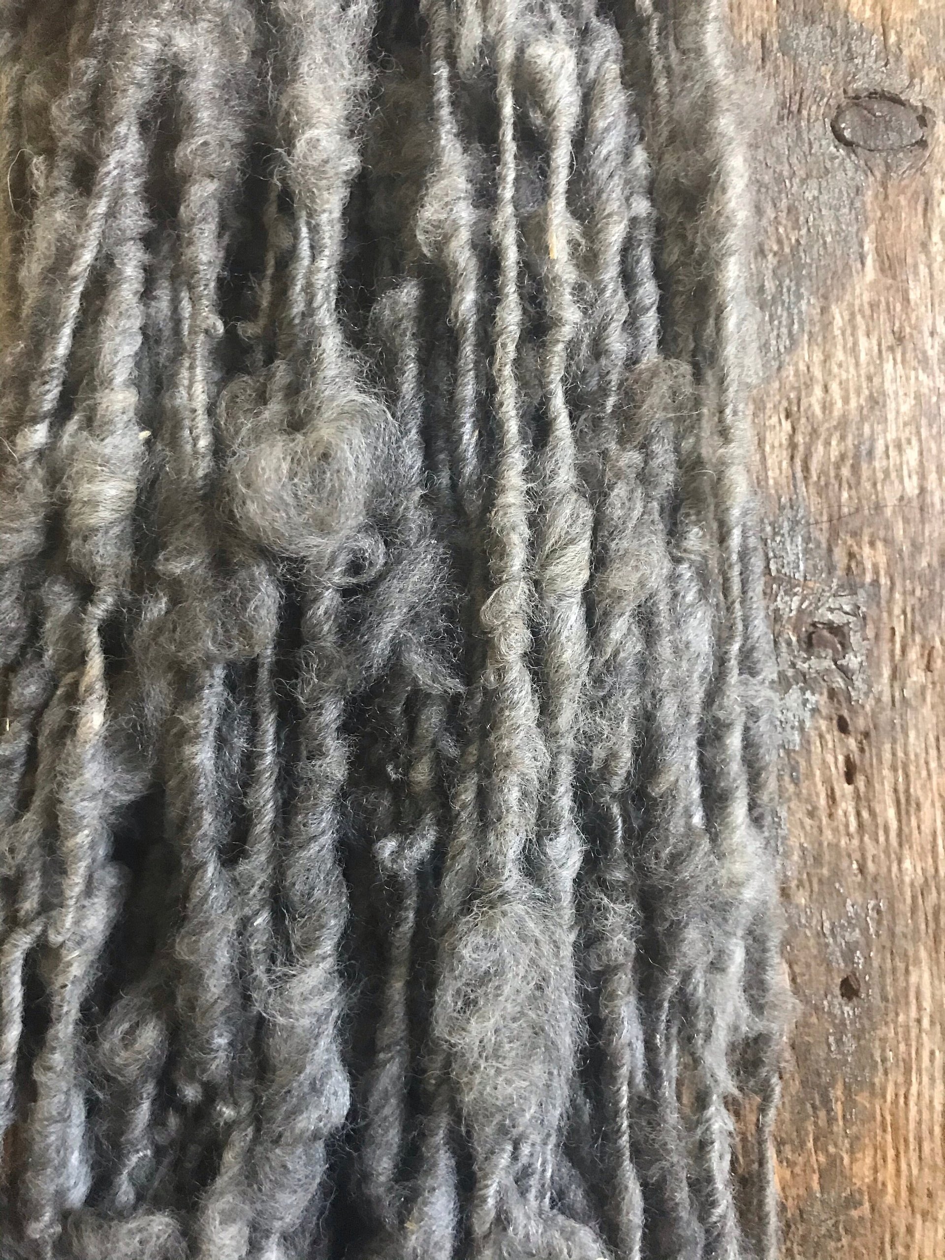 Natural grey alpaca handspun yarn, 20 yards