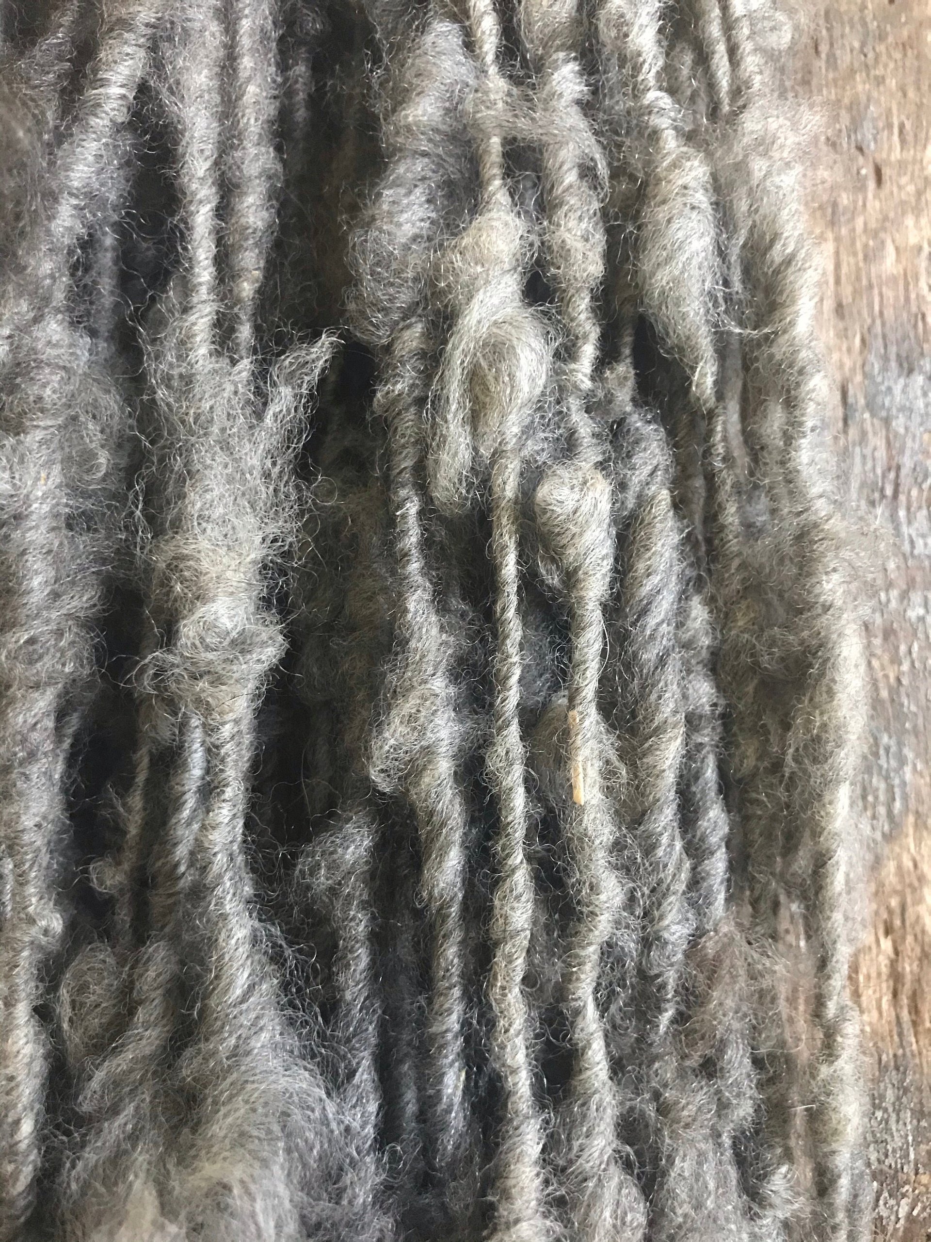 Natural grey alpaca handspun yarn, 50 yards