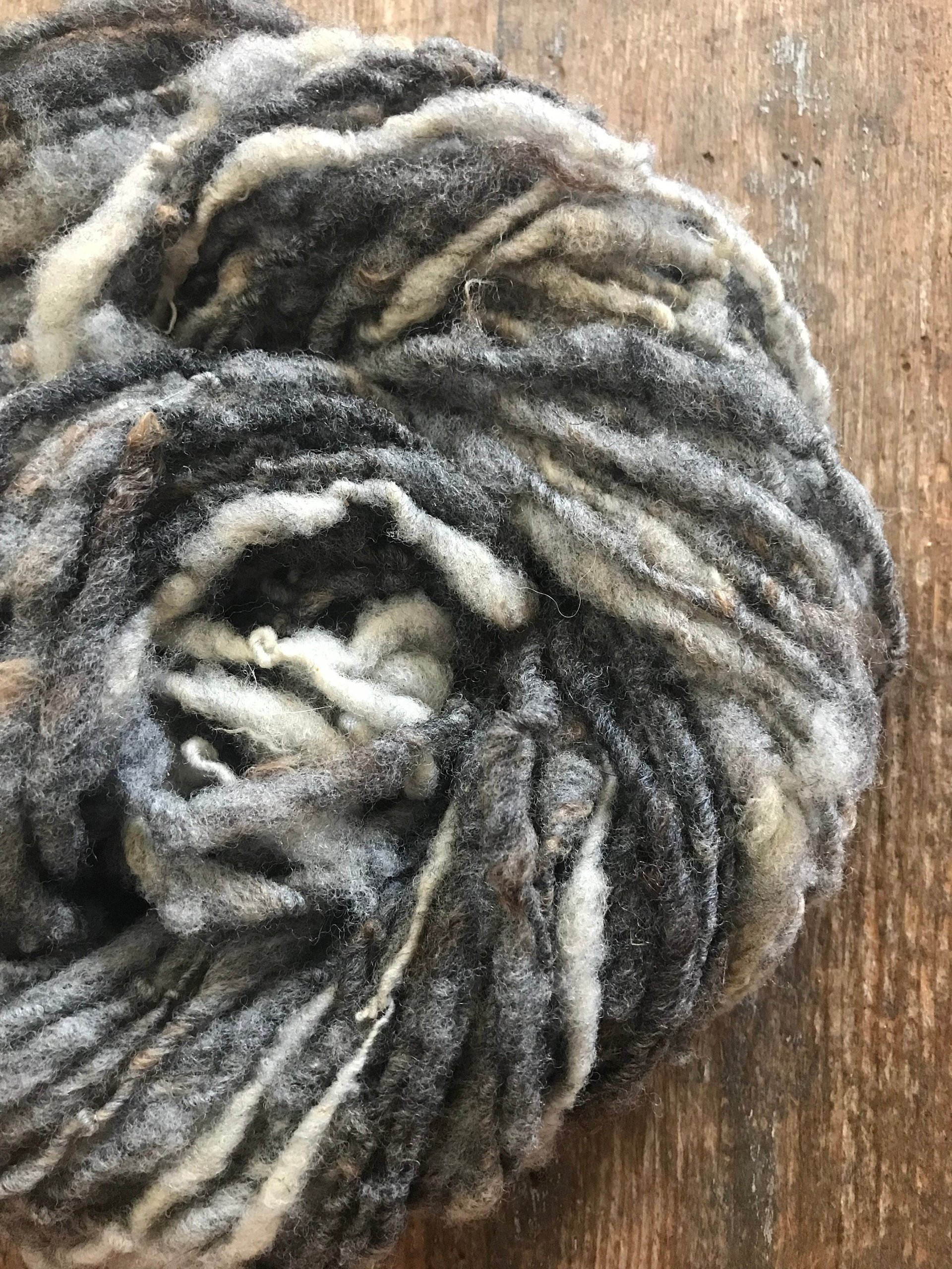 Grey undyed corriedale handspun yarn, 50 yards corriedale wool