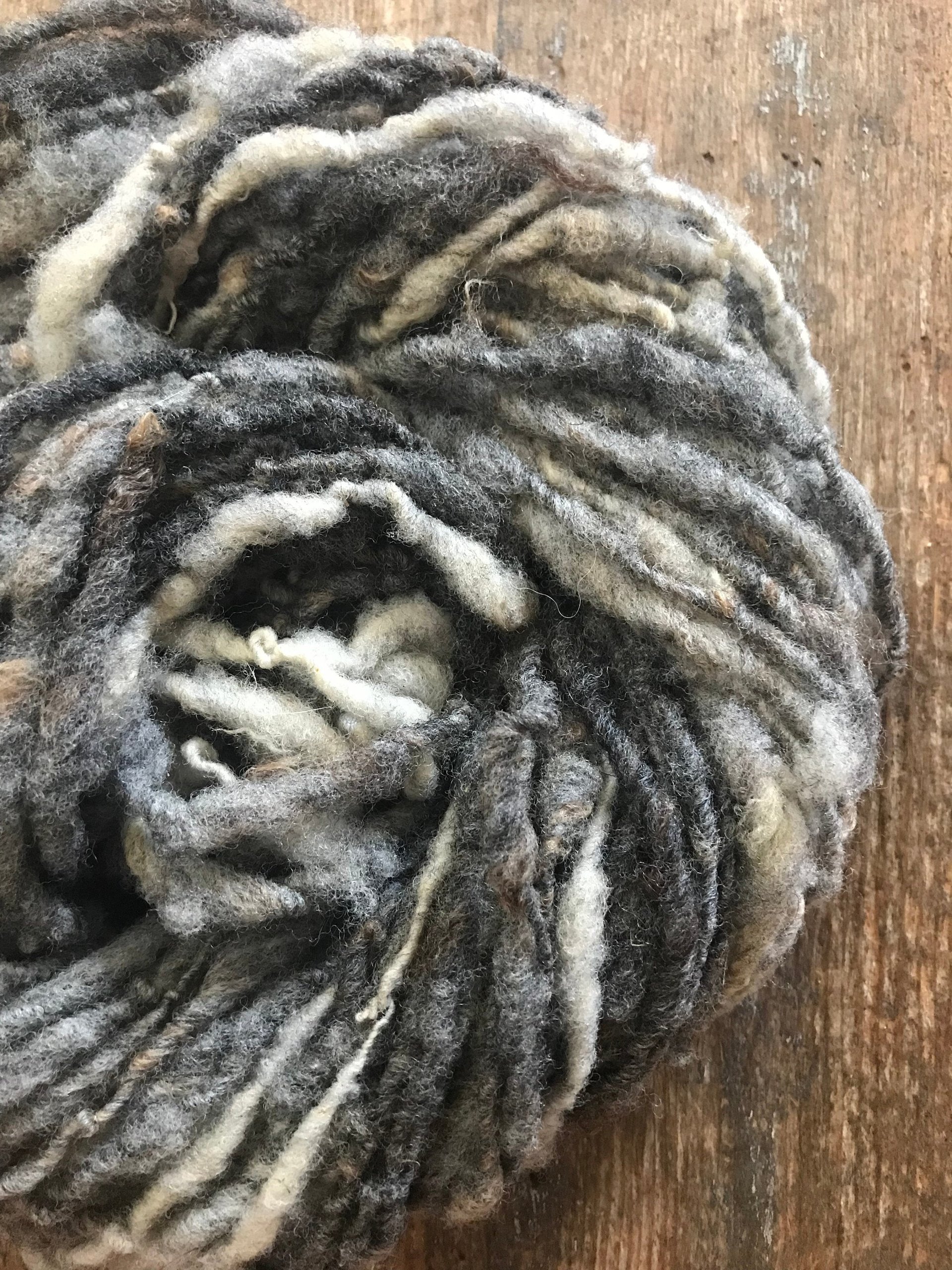 Grey undyed corriedale handspun yarn, 20 yards corriedale wool