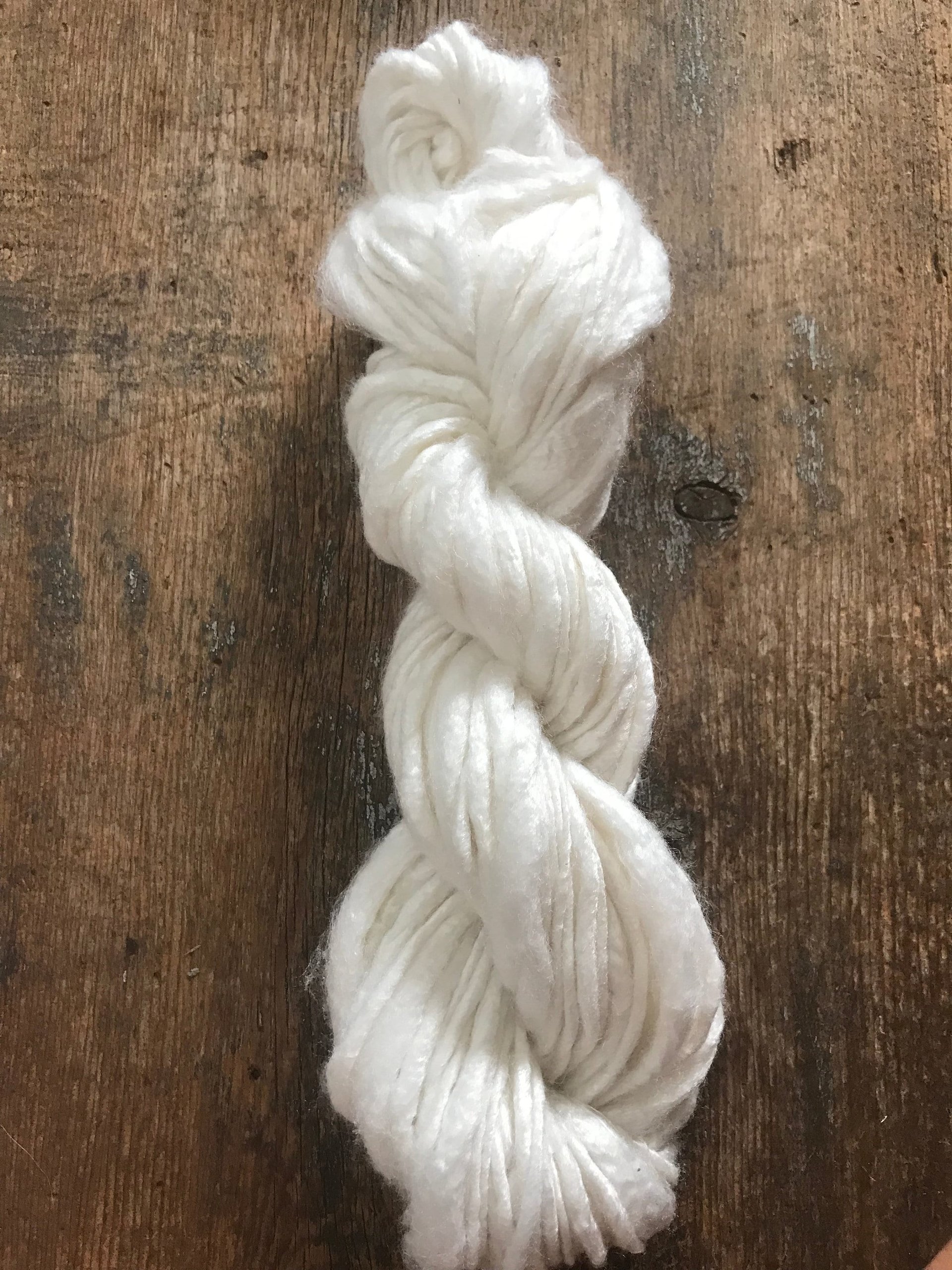 White bamboo handspun yarn, 50 yards