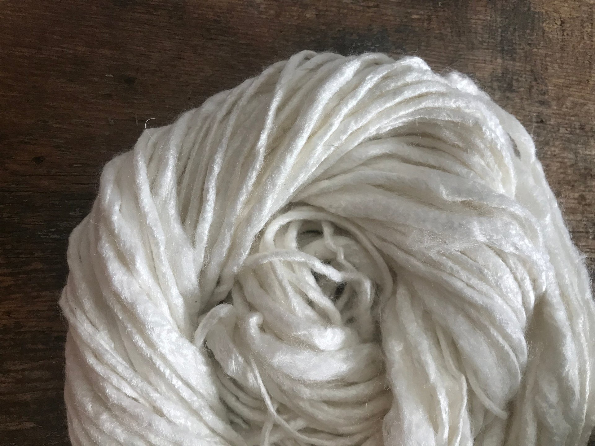 White bamboo handspun yarn, 50 yards