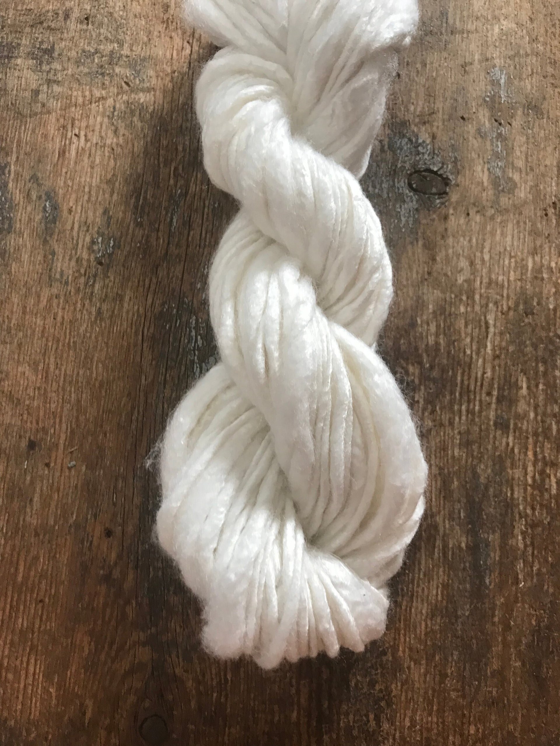 White bamboo handspun yarn, 50 yards
