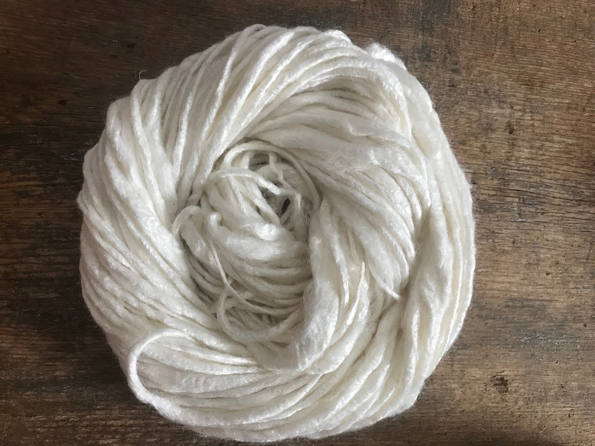White bamboo handspun yarn, 50 yards