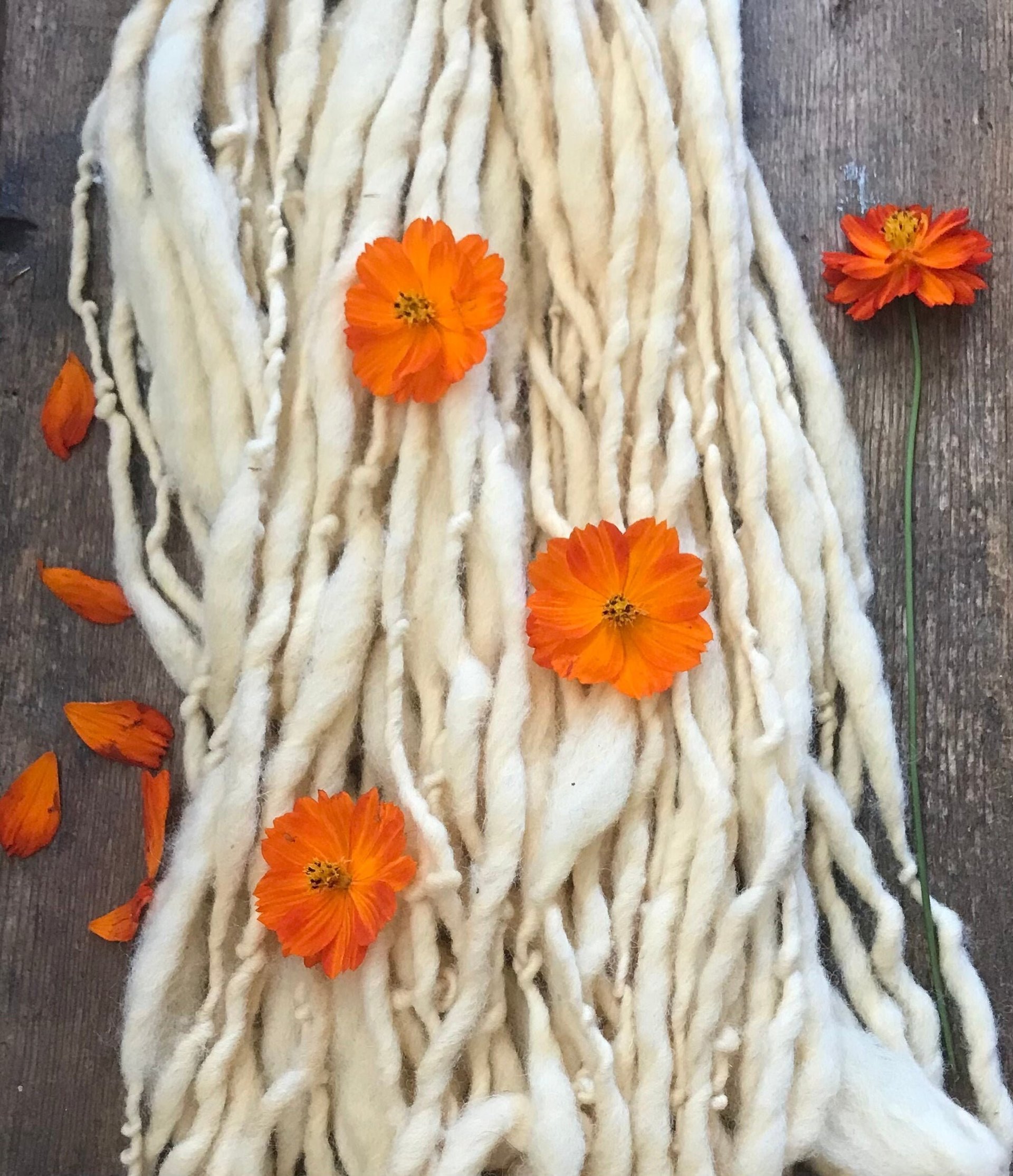 Cosmos, pastel naturally dyed handspun yarn, 50 yards