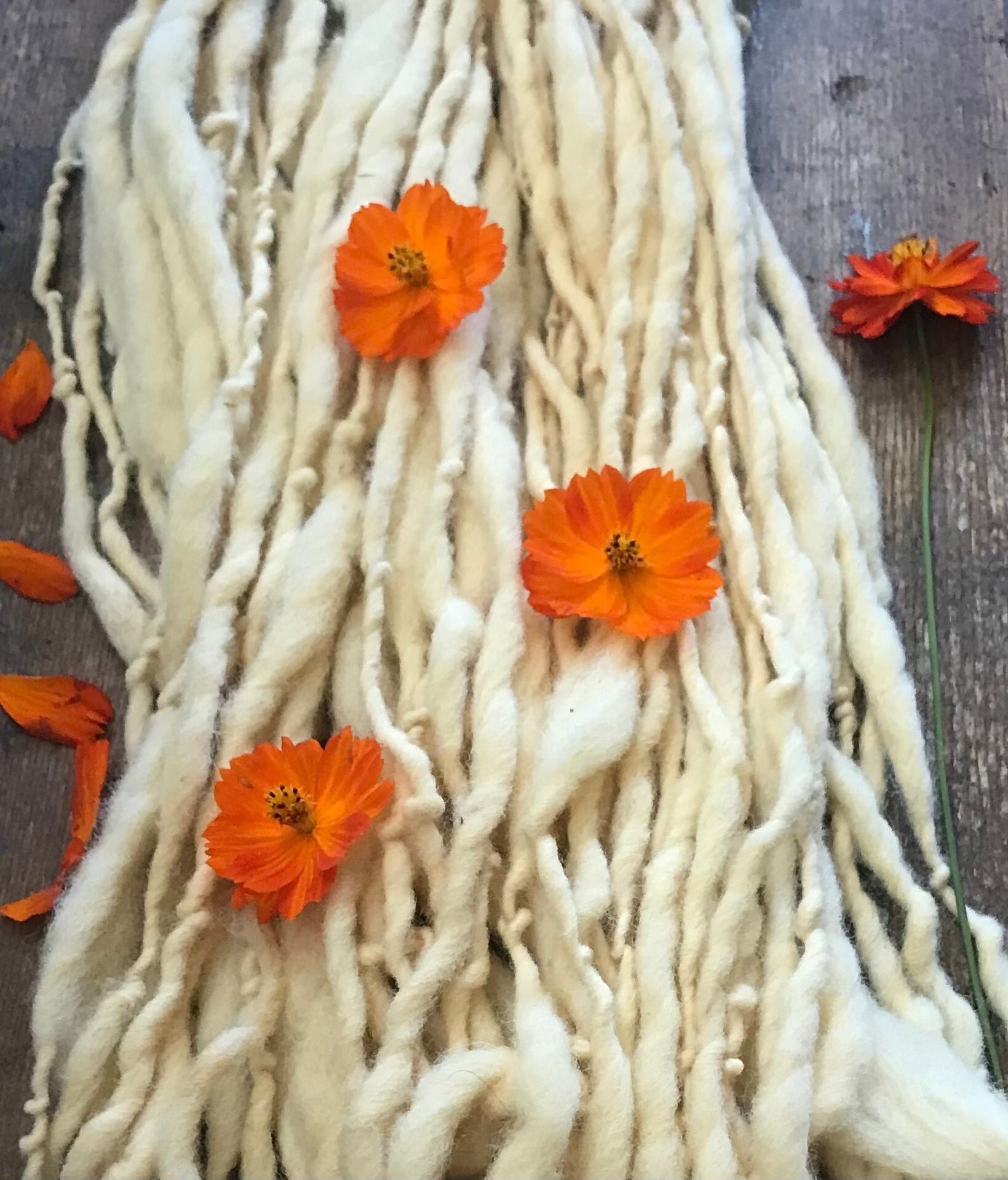 Cosmos, pastel naturally dyed handspun yarn, 50 yards