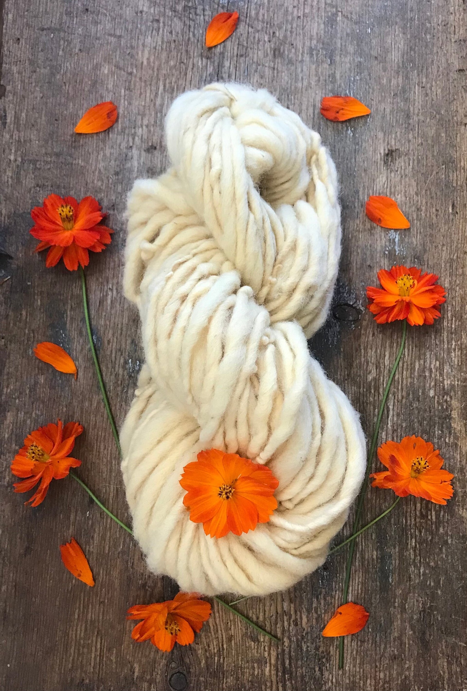 Cosmos, pastel naturally dyed handspun yarn, 50 yards