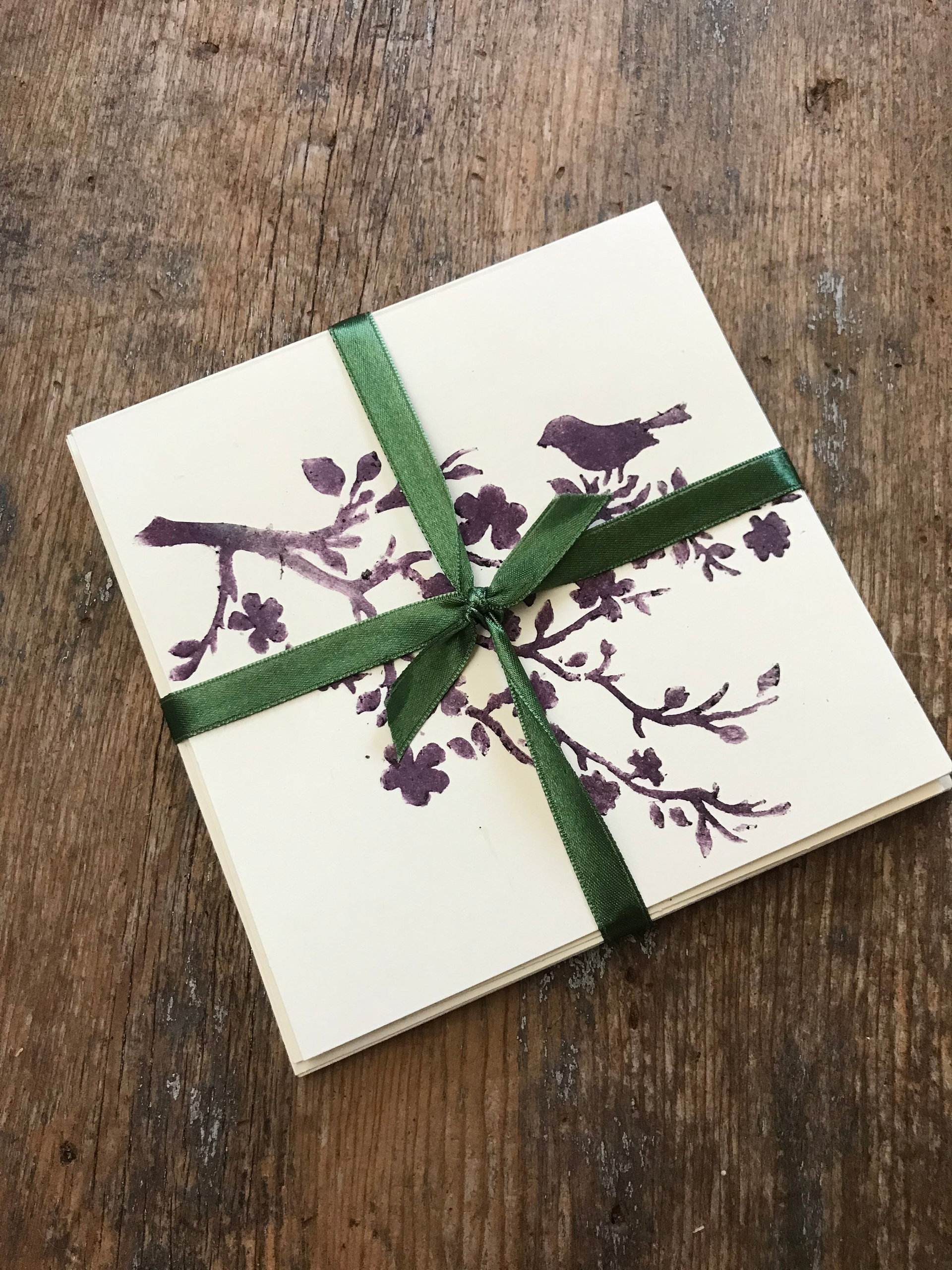 Botanically stenciled notecards, floral set