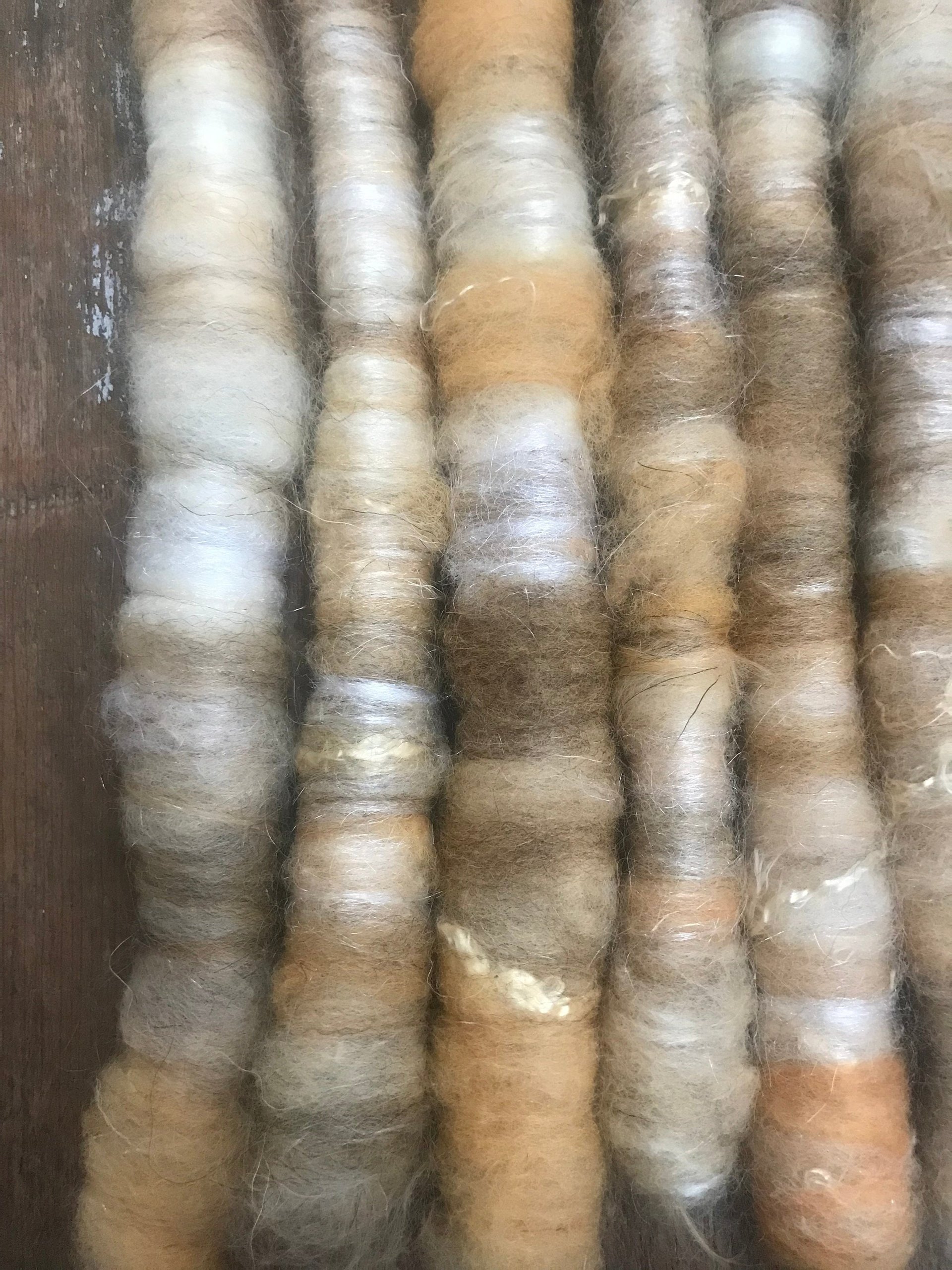 Cosmos naturally dyed art rolags spinning fiber