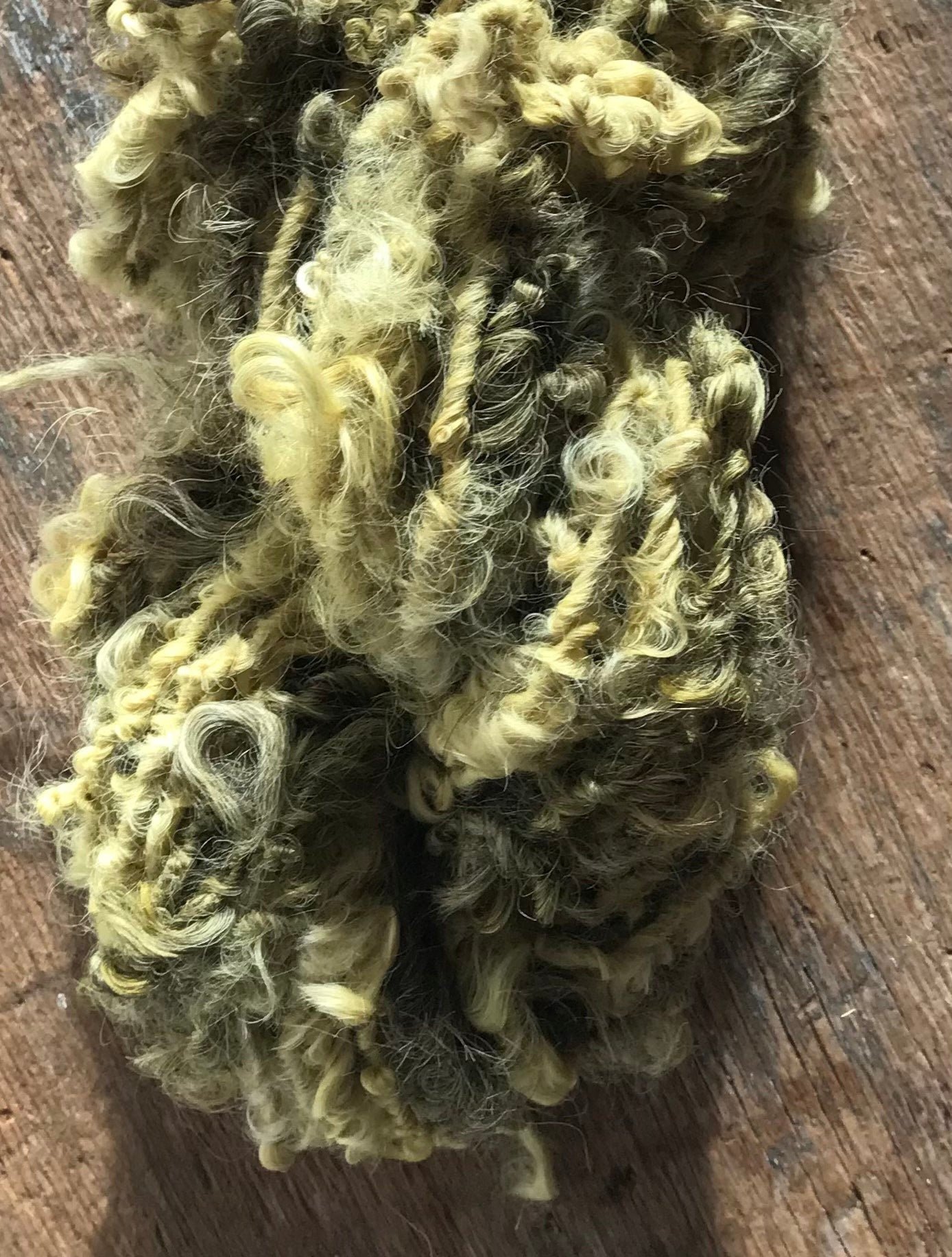 Goldenrod & Grey naturally dyed Lincoln wool locks yarn, 20 yards
