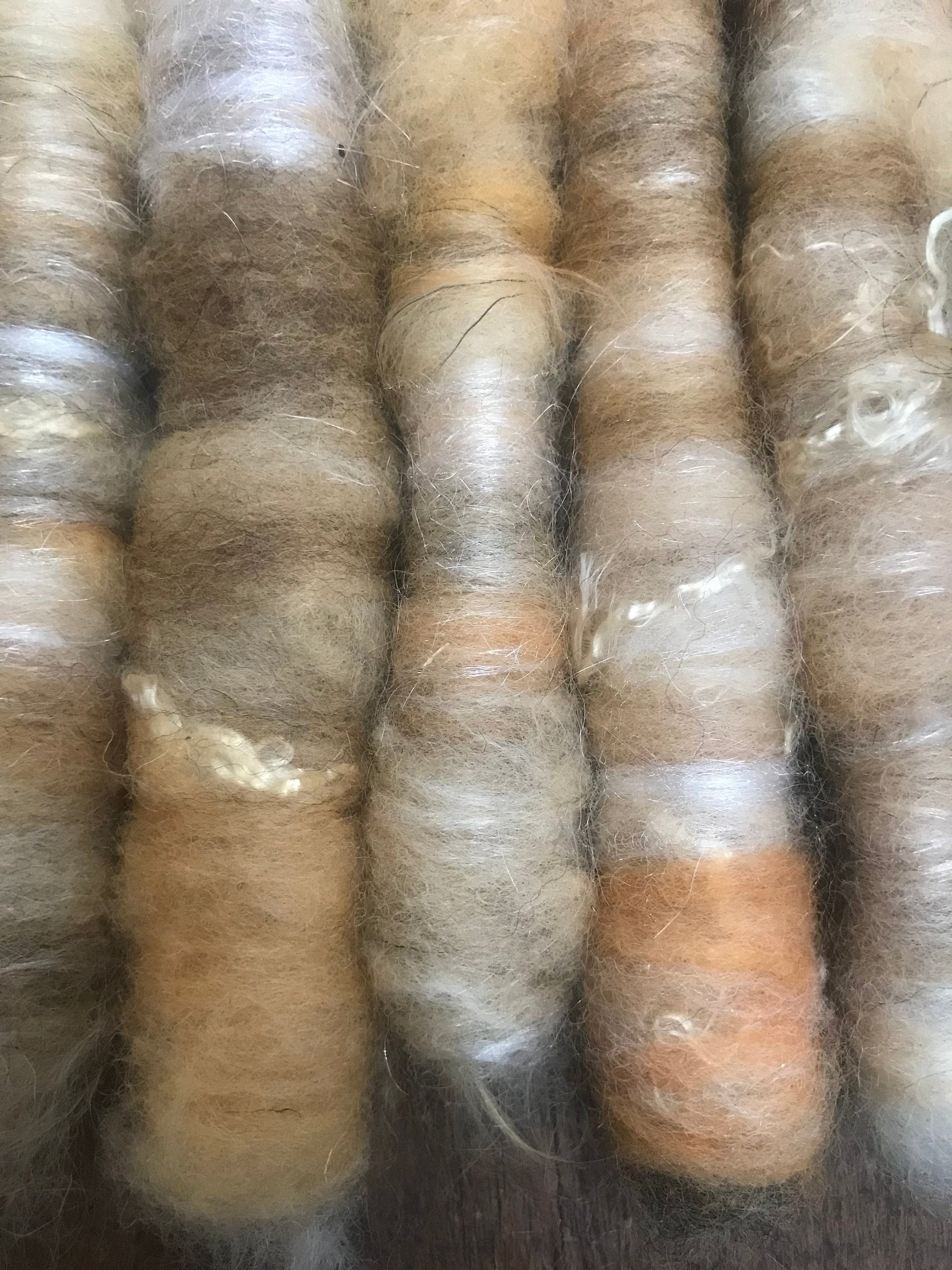 Cosmos naturally dyed art rolags spinning fiber