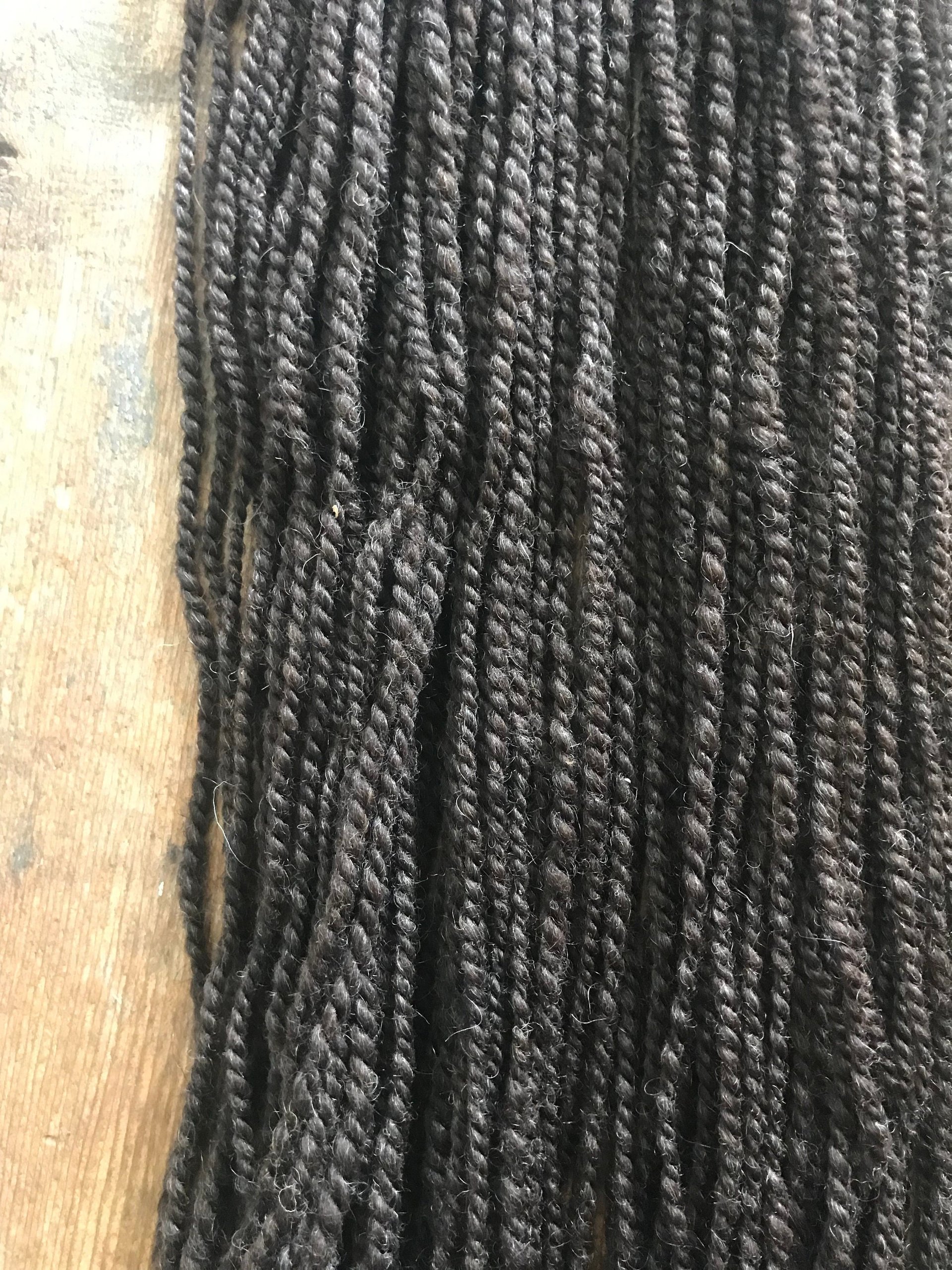 Handspun dark brown shetland wool 2 ply bulky yarn, 51 yards