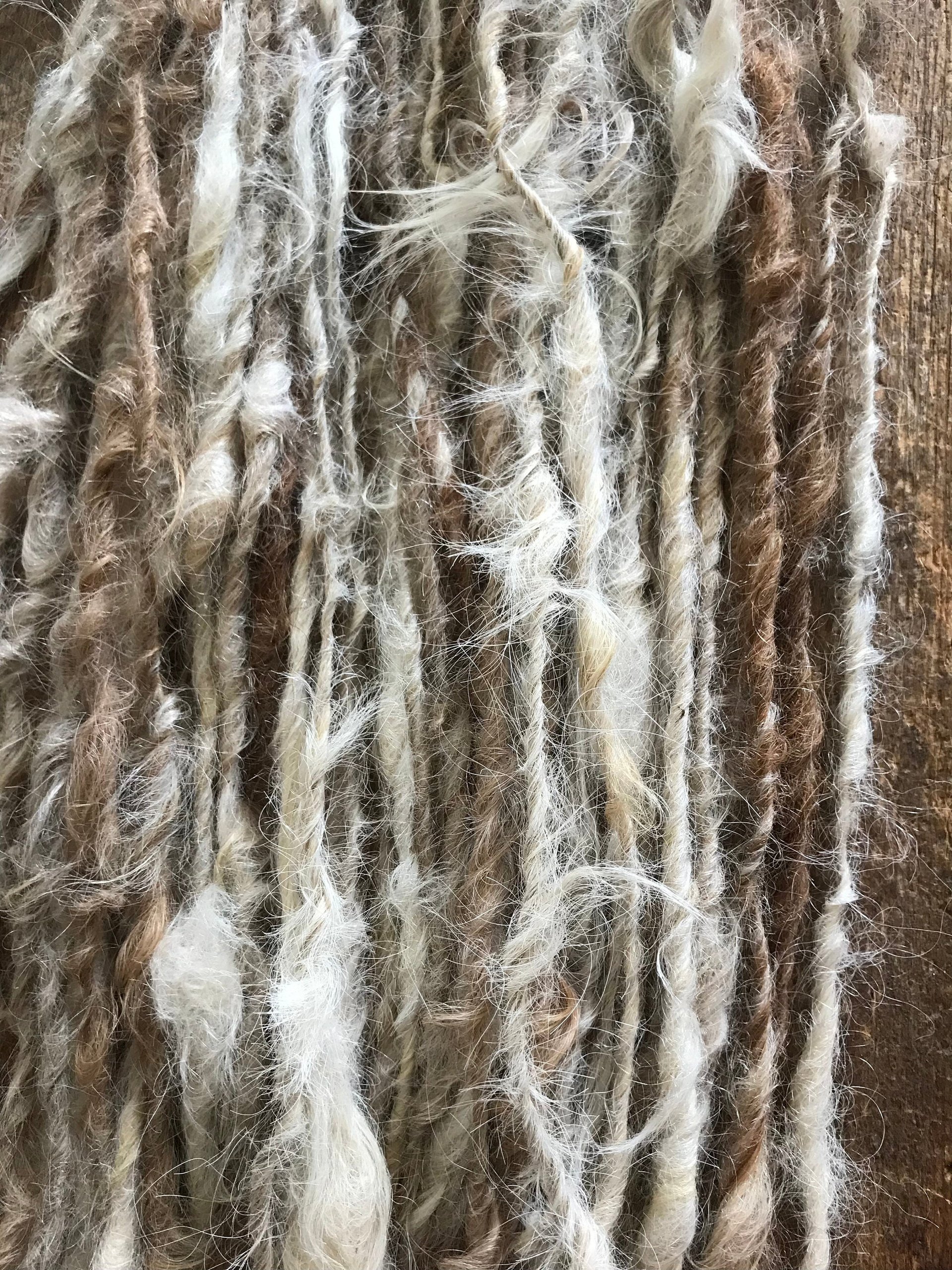 Dreamy “Carlos” suri llama lockspun yarn, 20 yards