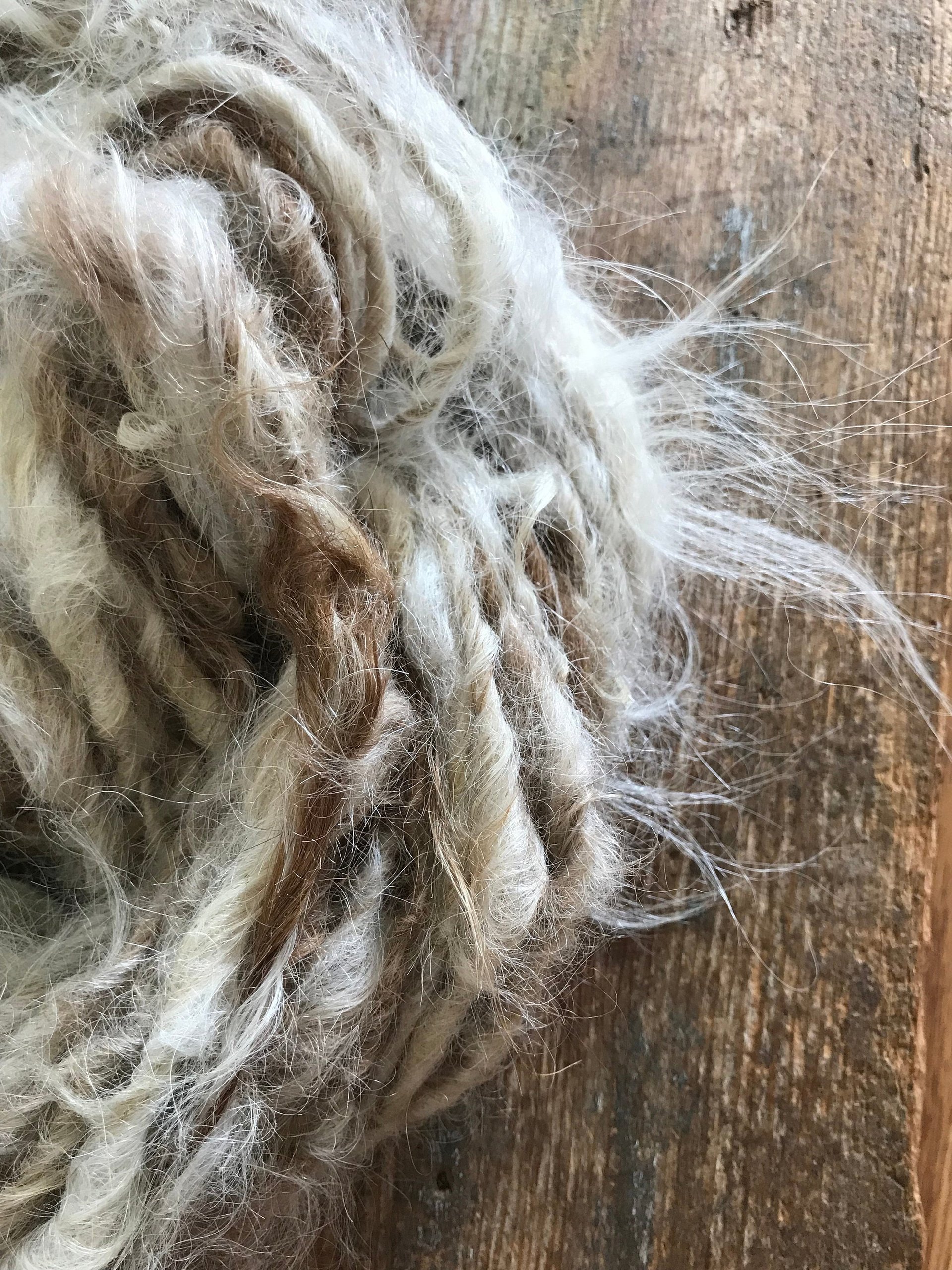 Dreamy “Carlos” suri llama lockspun yarn, 20 yards