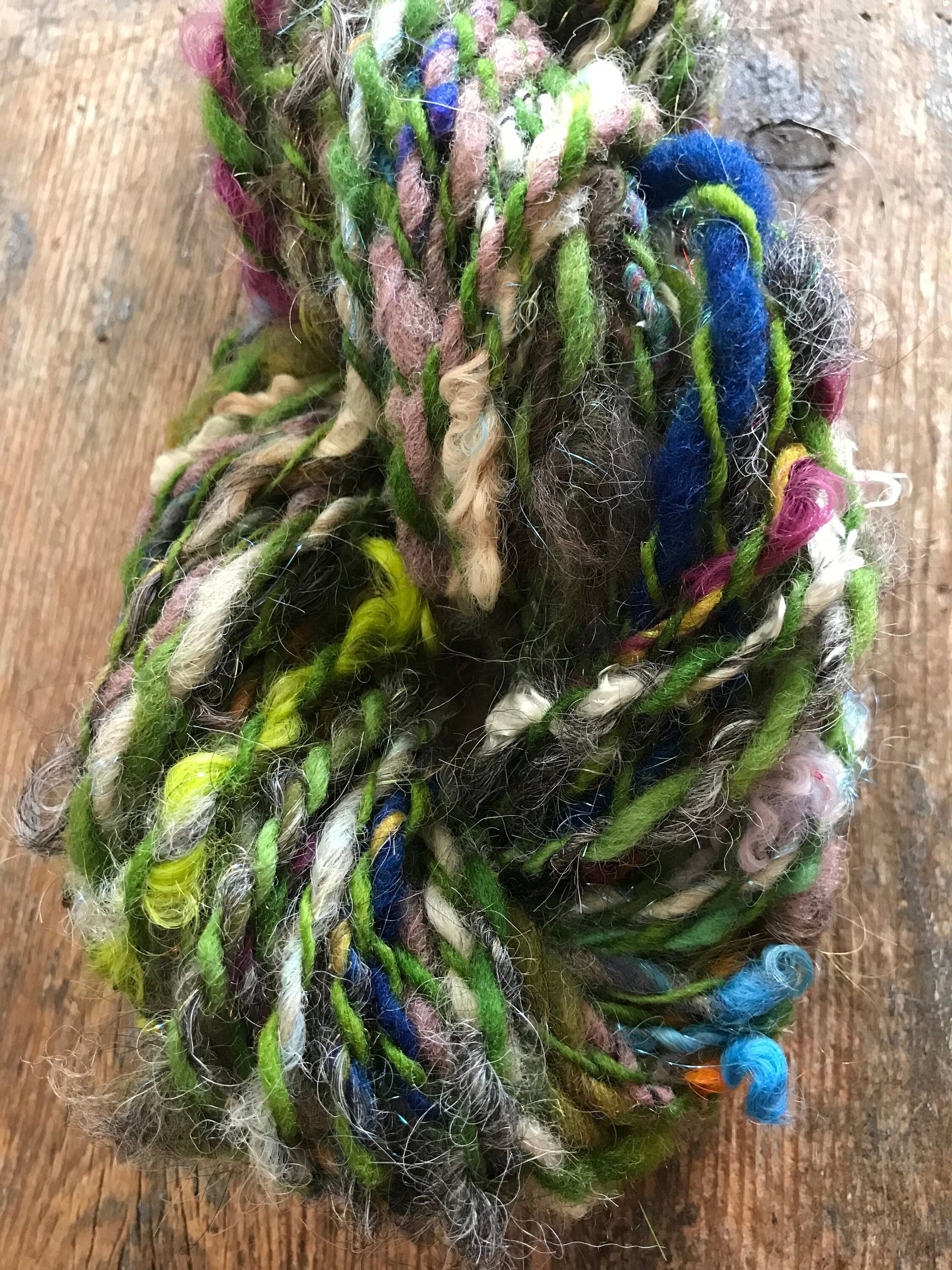Controlled Chaos, green edition: 50 yards bulky art yarn