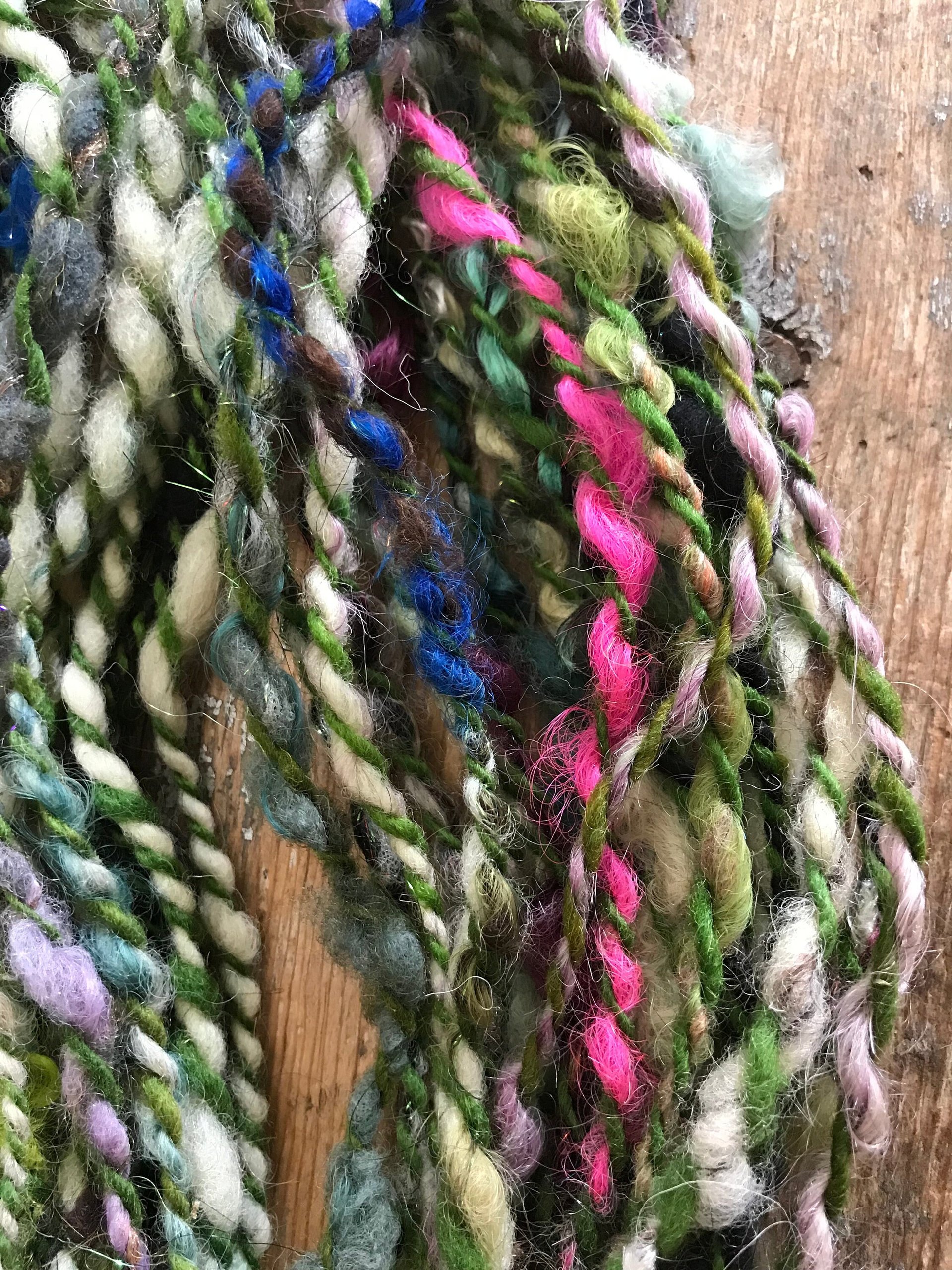 Controlled Chaos, green edition: 50 yards bulky art yarn
