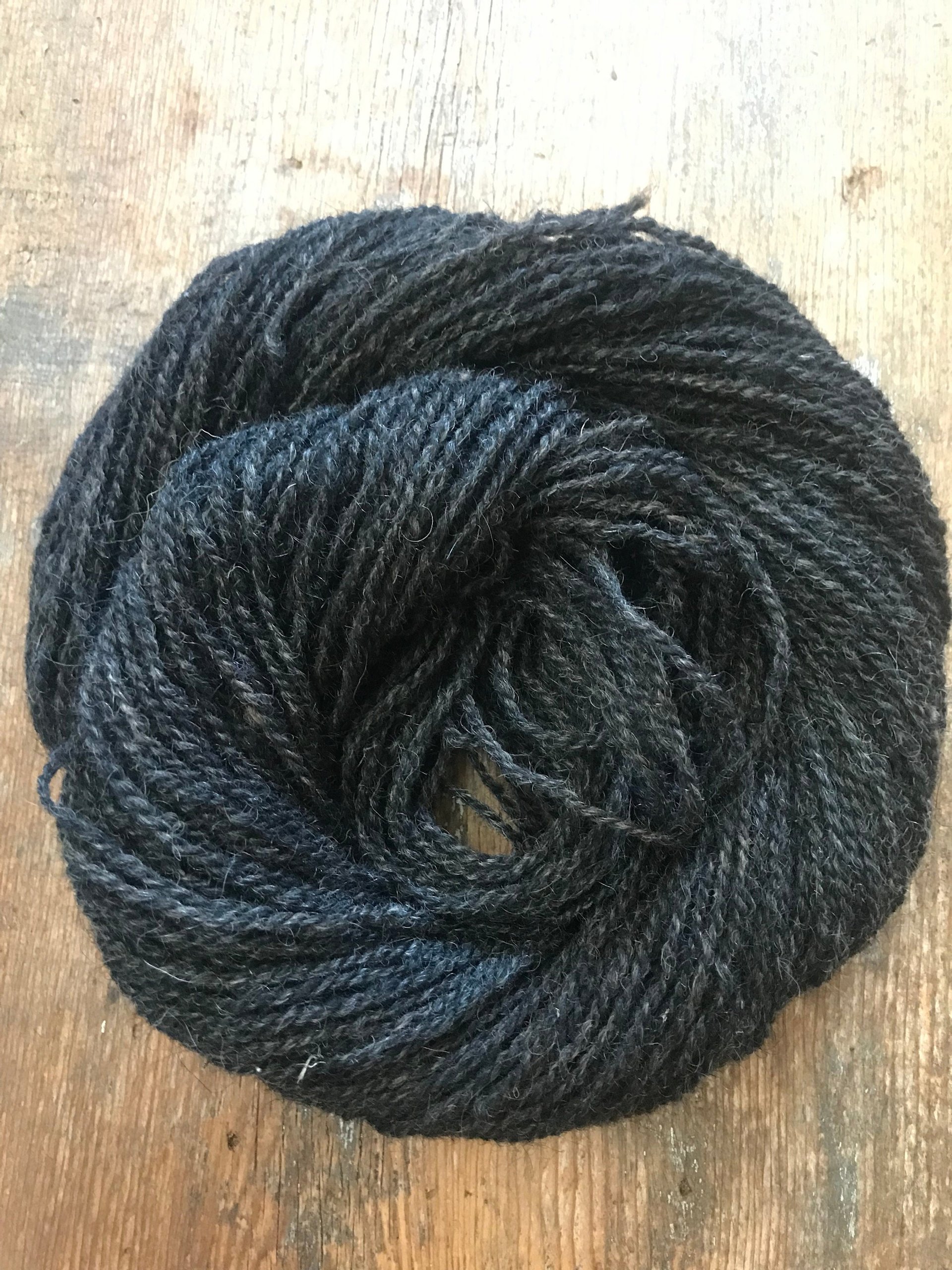 Lincoln 2 ply grey sport weight handspun yarn, 100 yards
