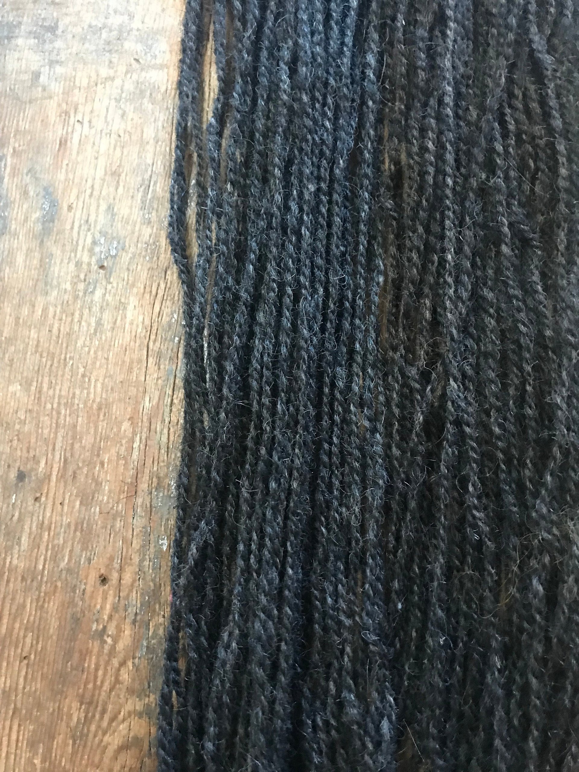 Lincoln 2 ply grey sport weight handspun yarn, 100 yards