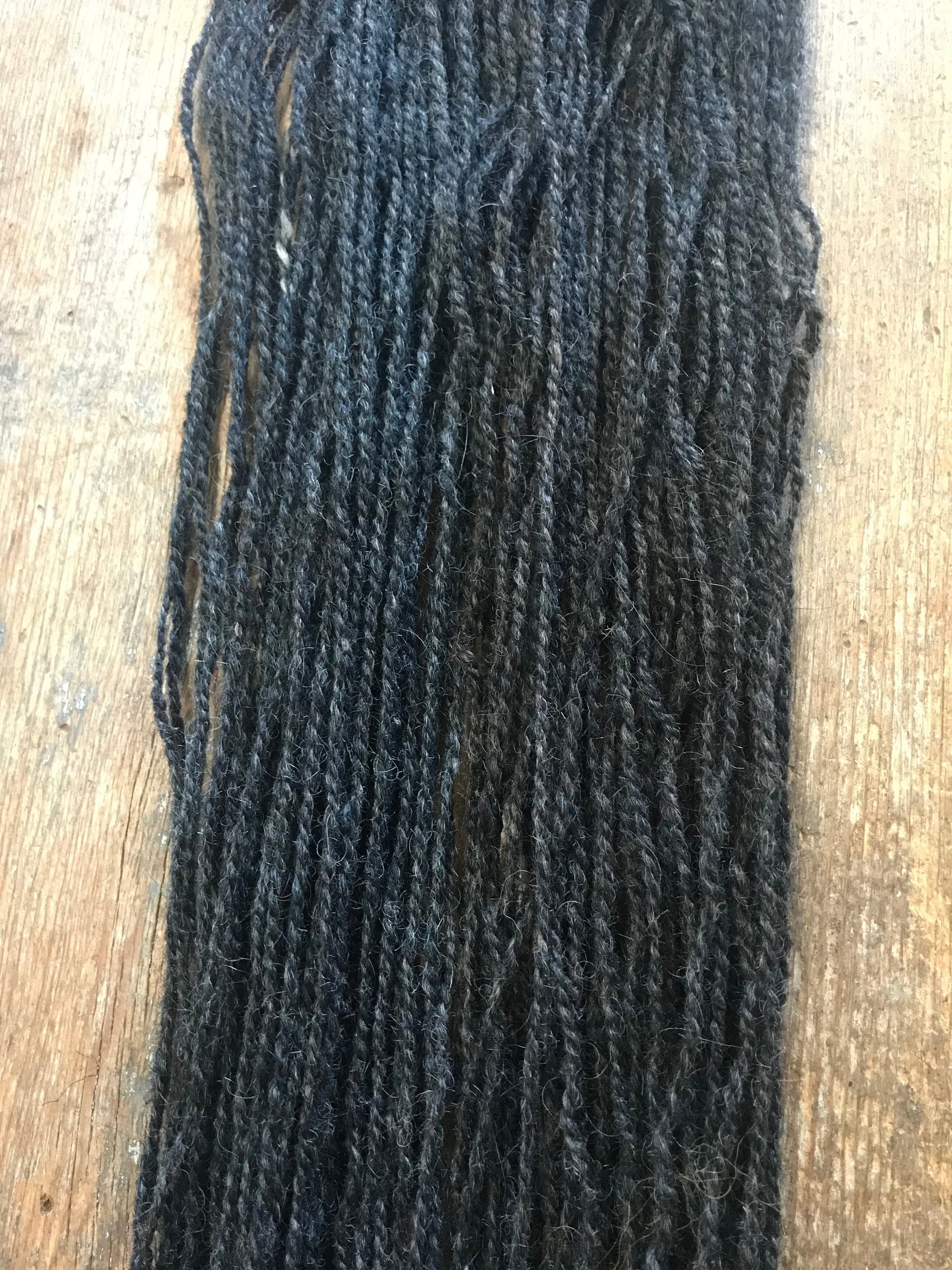 Lincoln 2 ply grey sport weight handspun yarn, 100 yards
