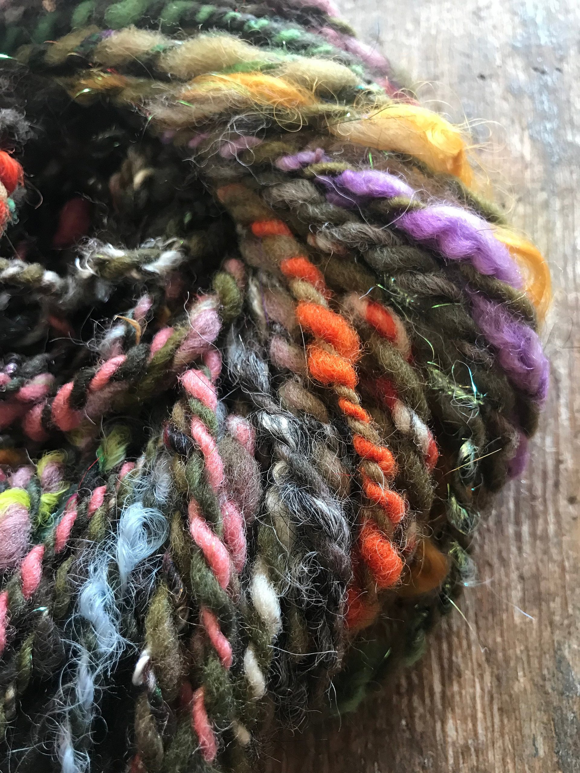 Controlled Chaos, lichens edition: 50 yards bulky art yarn