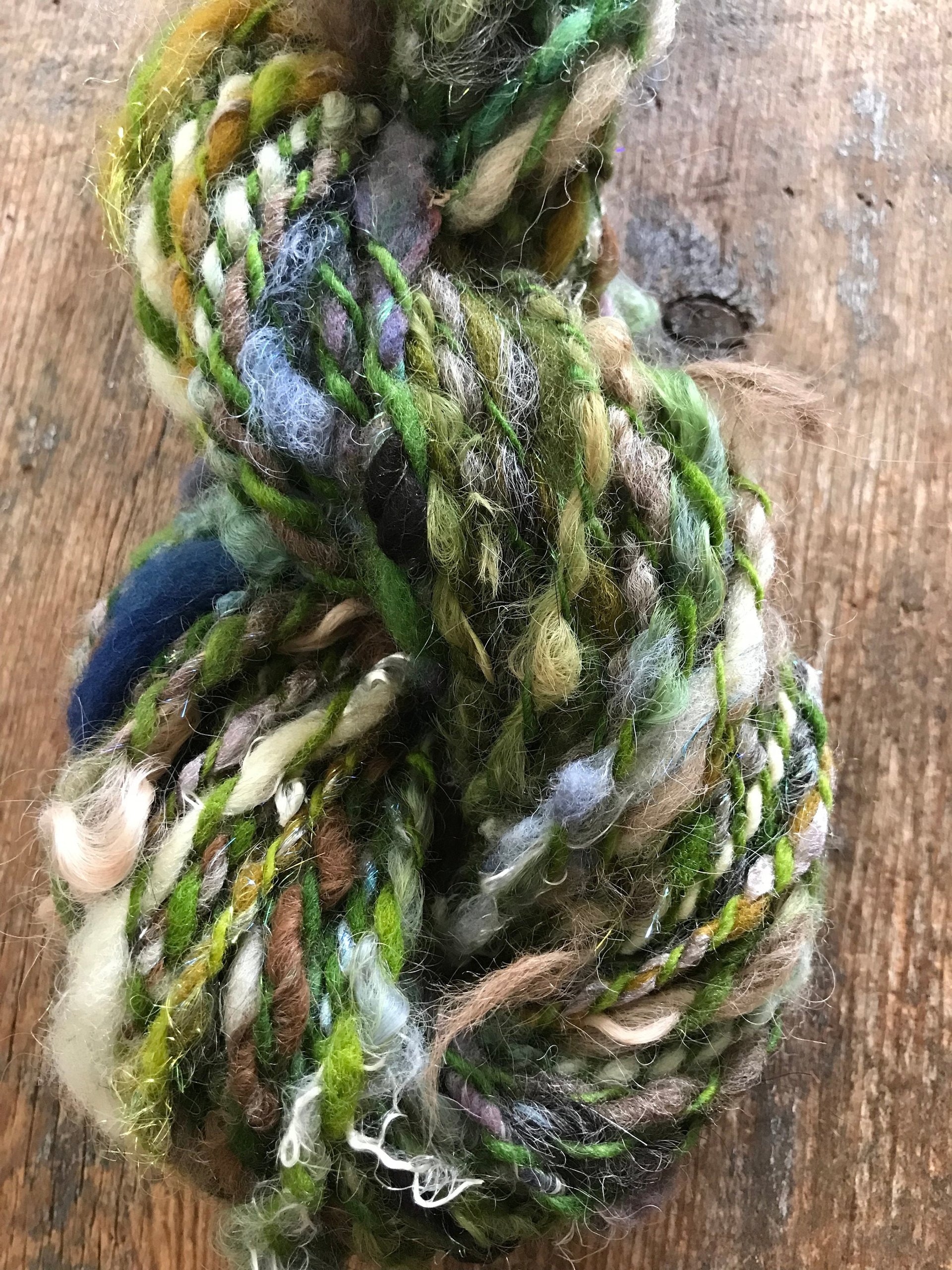 Controlled Chaos, green edition: 50 yards bulky art yarn
