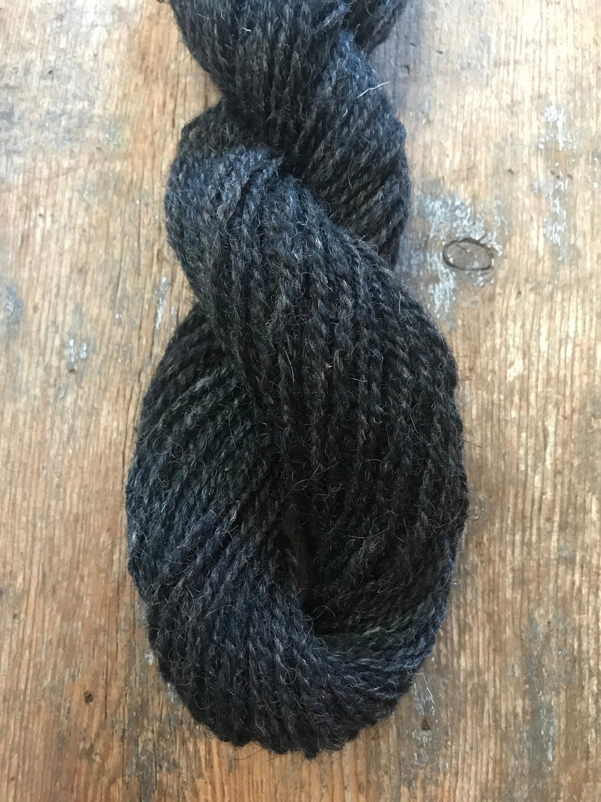Lincoln 2 ply grey sport weight handspun yarn, 100 yards