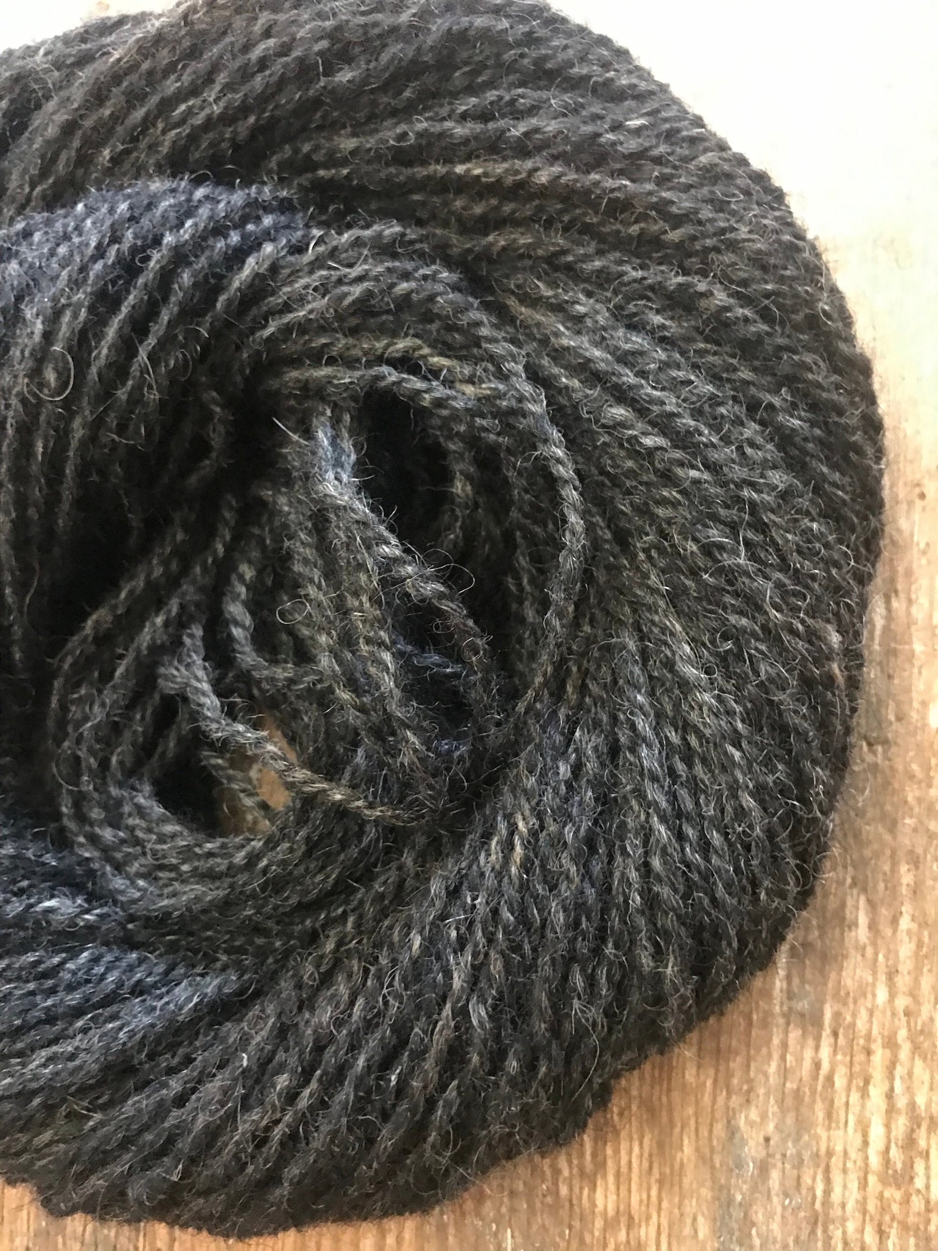 Lincoln 2 ply grey sport weight handspun yarn, 100 yards