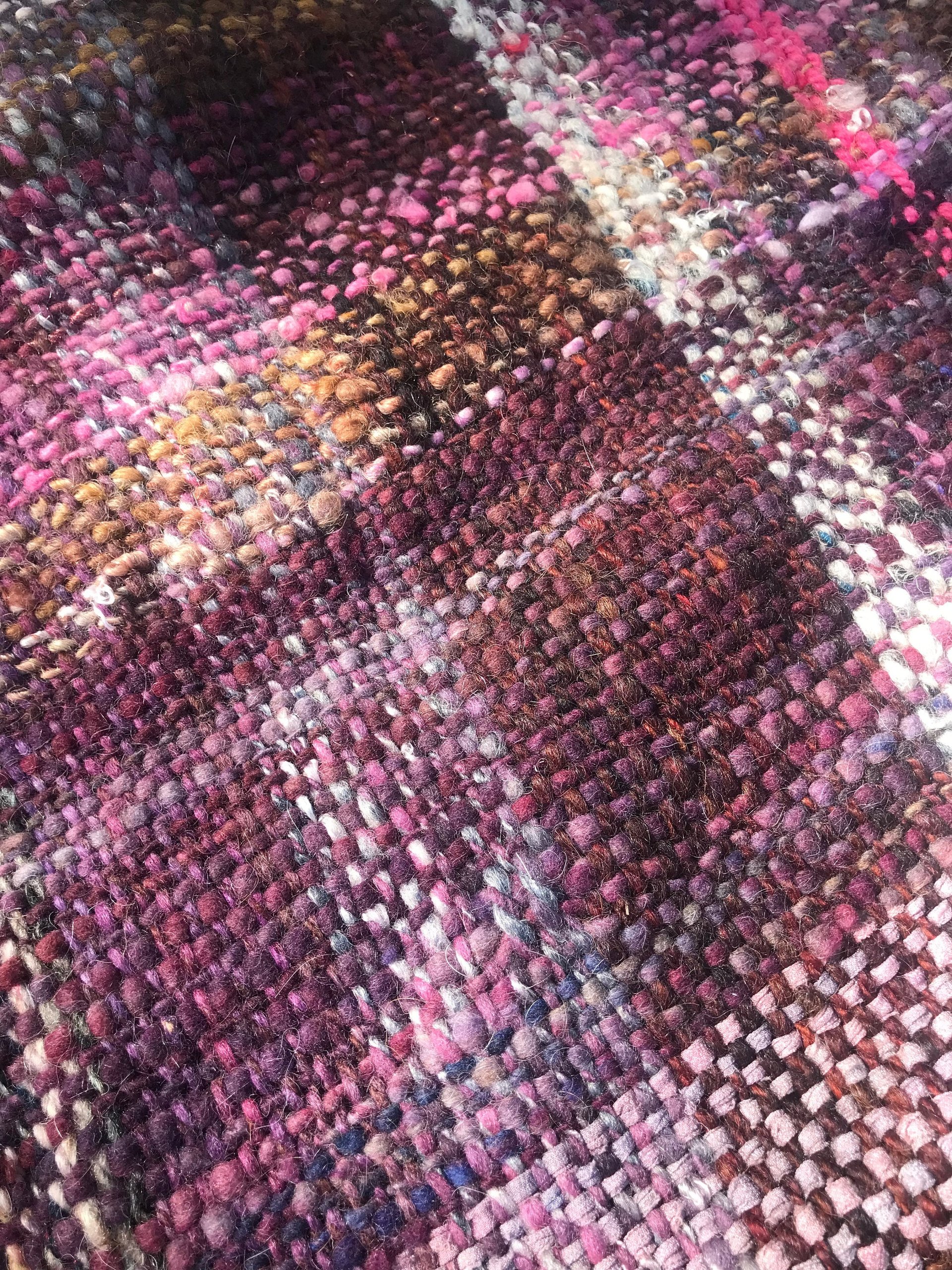 Woven handspun wrap, shawl, scarf, fringed purple handmade bespoke cottagecore artisan wearable art