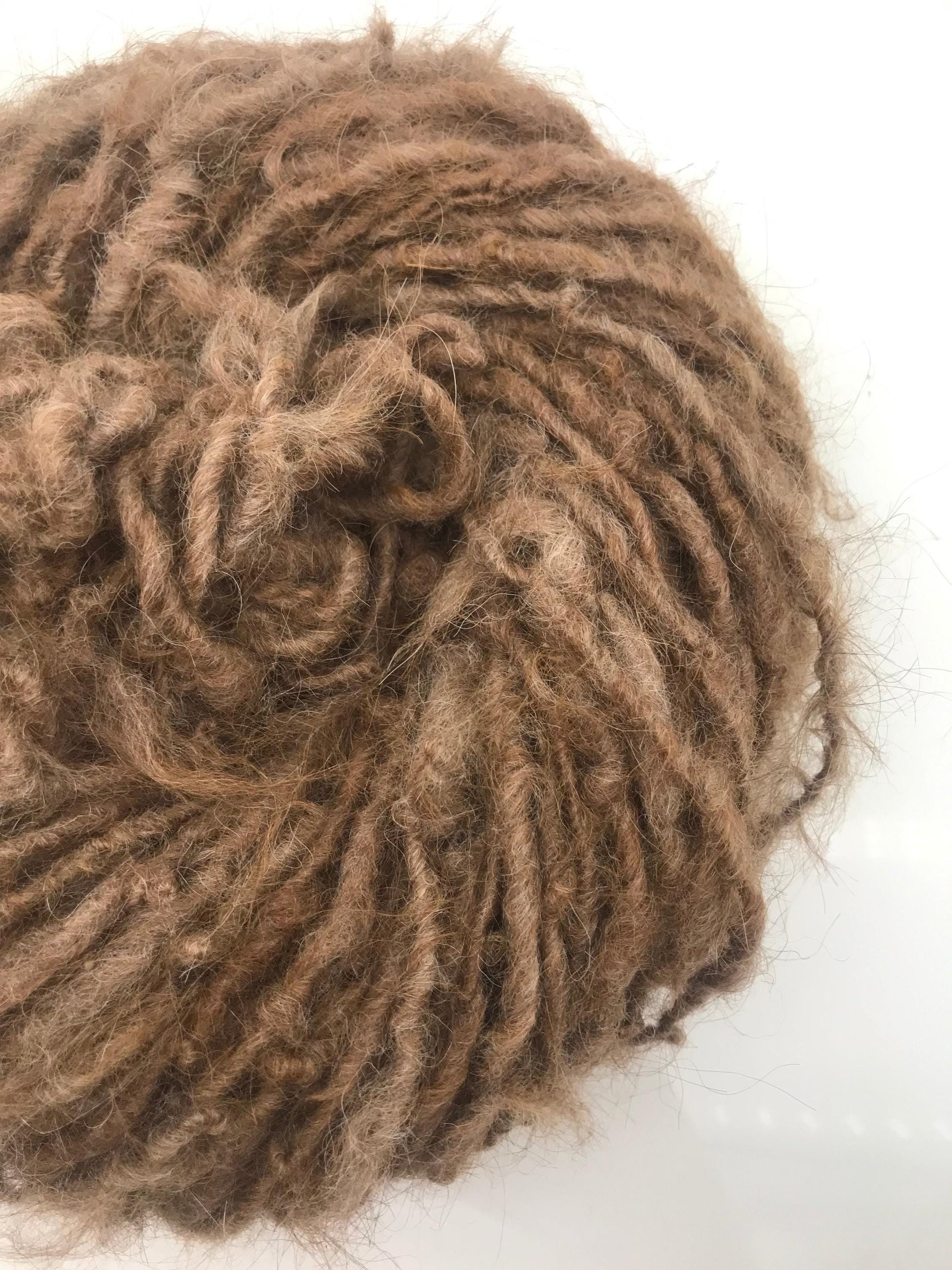 Natural tan alpaca handspun yarn, 50 yards