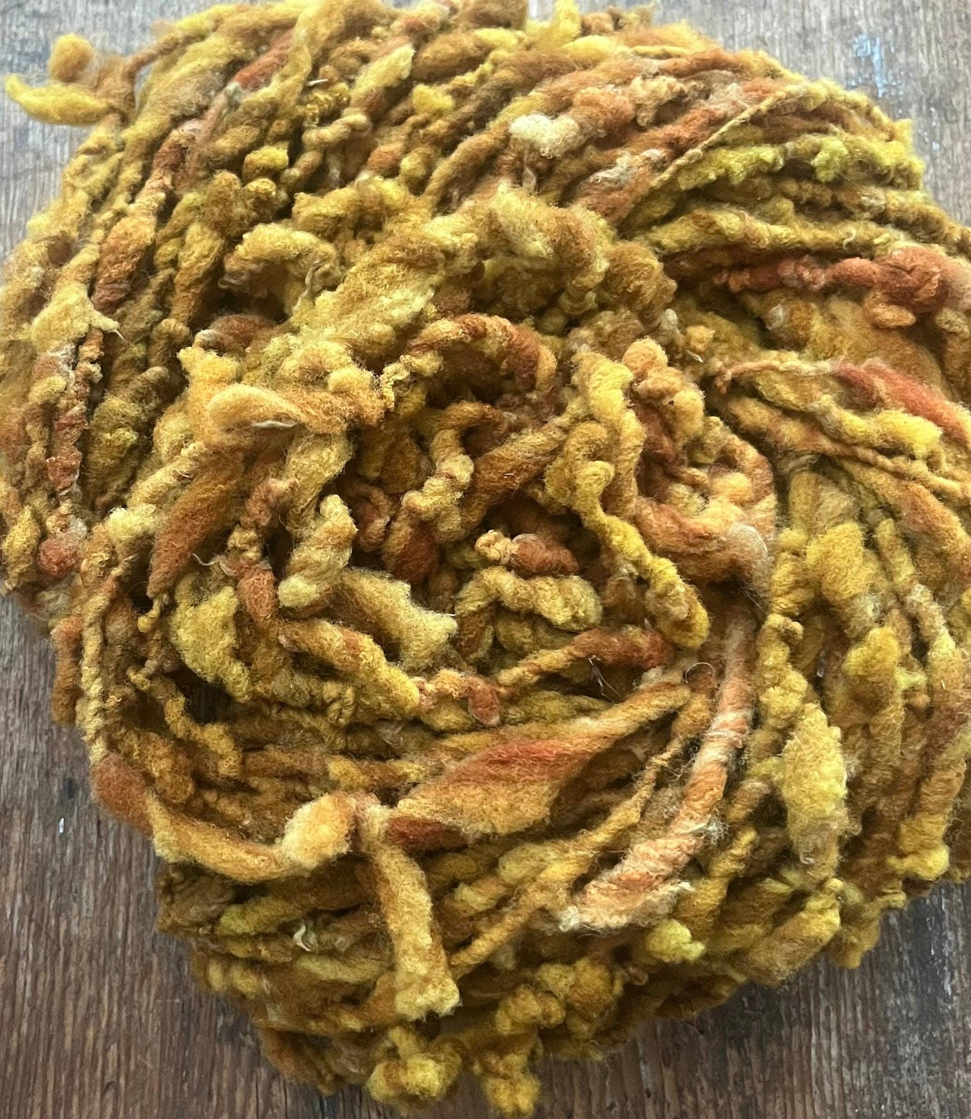 Maize - 50 yards nubbly handspun southdown wool art yarn